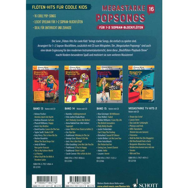 Schott Megastarke Popsongs 16 Rec