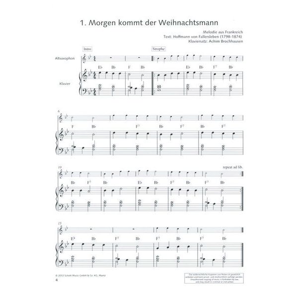Schott Hobby Weihnachtsmelodien A-Sax