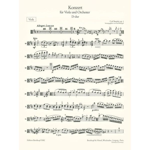 Breitkopf & Hrtel Stamitz Concert D-Dur Viola