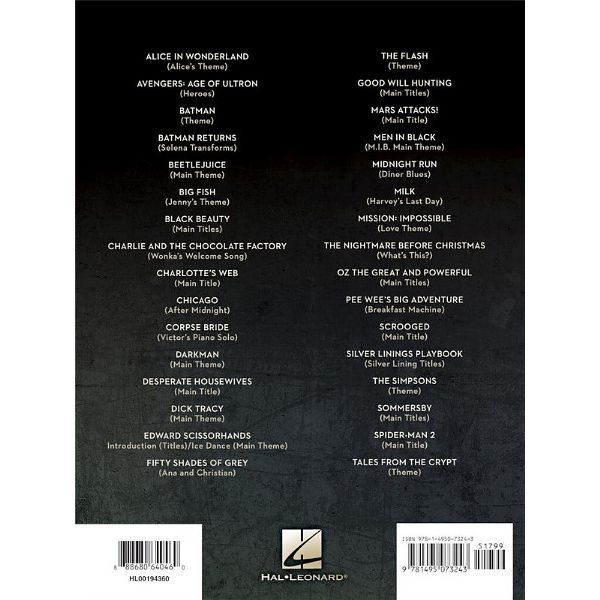 Hal Leonard Movie & TV Music Danny Elfman