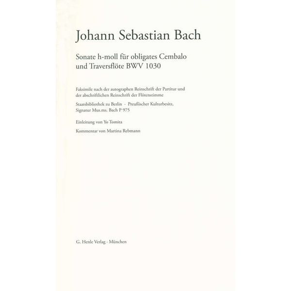 Henle Verlag Bach Flötensonate Faksimile