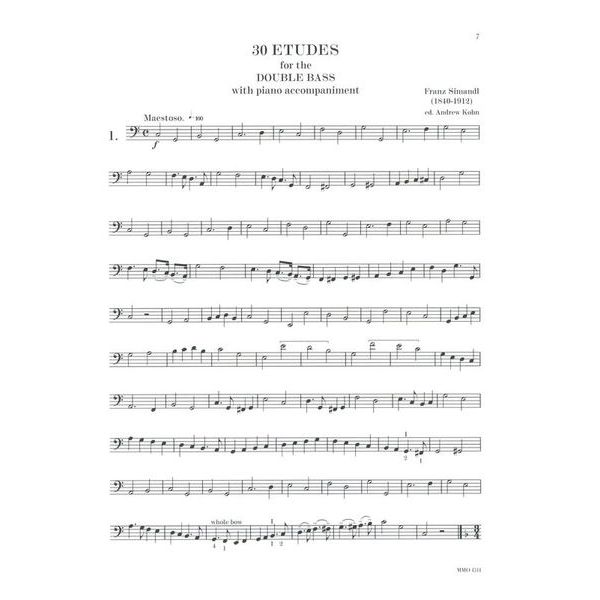 Music Minus One Simandl 30 Etudes Double Bass