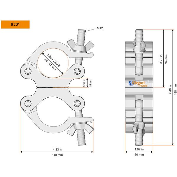 Global Truss 8231 Swivel Coupler 50mm