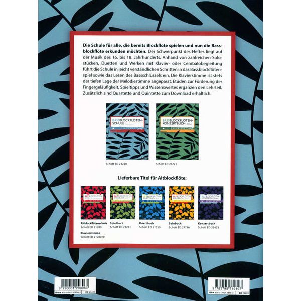 Schott Bassblockflötenschule