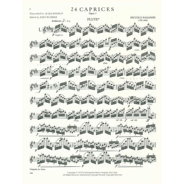 International Music Company Paganini 24 Caprices Flute