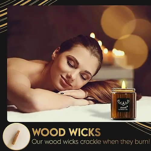 Luxury Sandalwood Scented Candle | Aromatherapy Wood Wick Candles for Home | Handcrafted Long - Lasting Soy Wax Candles | Sandalwood Scented Candles