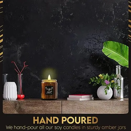 Luxury Sandalwood Scented Candle | Aromatherapy Wood Wick Candles for Home | Handcrafted Long - Lasting Soy Wax Candles | Sandalwood Scented Candles