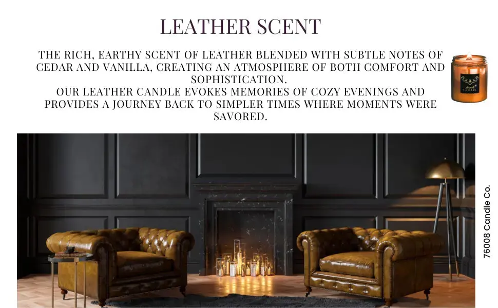 Leather and Sandalwood Candle | Scented Candles for Men | Masculine Home Decor | Made in America Products