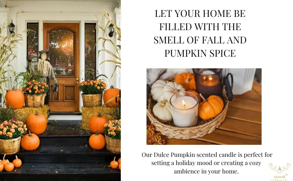 76008 Candle Co. Dulce Pumpkin Scented Candle | Signature Amber Glass Jar (8 oz.) | Luxury Candles For Home | Wood Wick Soy Candles |