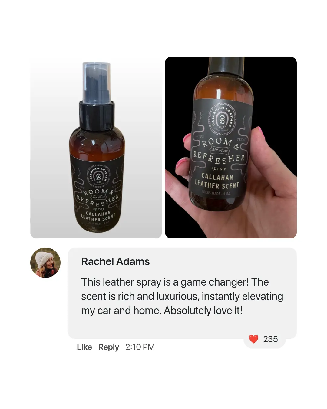 Leather Scented Air Spray �?4 oz | Long-Lasting Room & Car Freshener