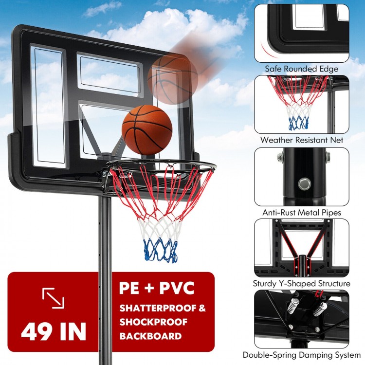 4.25-10 Feet Basketball Hoop System with Adjustment Holes and 2 Nets
