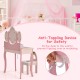 Kids Vanity Princess Makeup Dressing Table Chair Set with Tri-fold Mirror