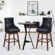 2 Pieces 29 Inch Pub Height Swivel Upholstered Bar Stools with Wood Legs