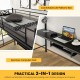 Twin Size Loft Bunk Bed with Desk Storage Shelf and Full-Length Ladders