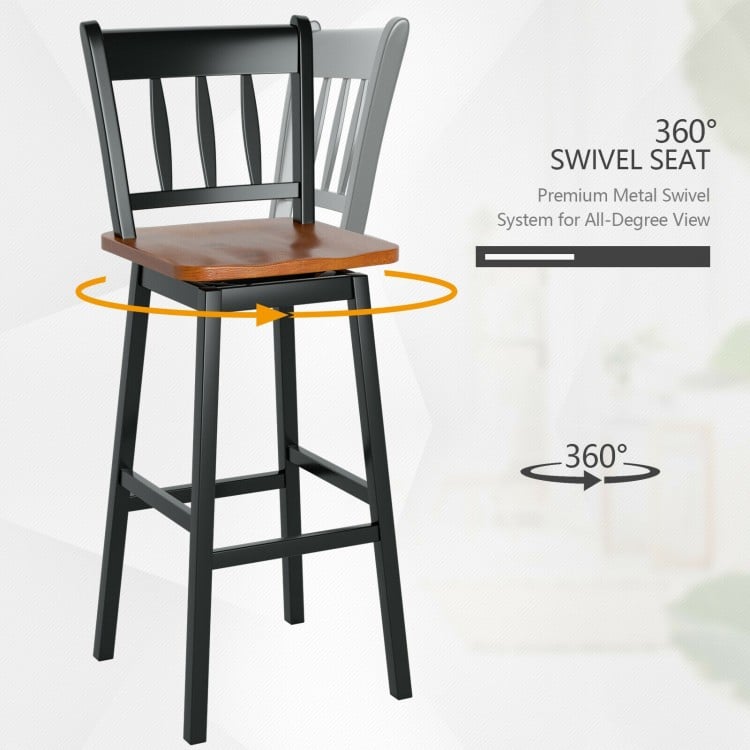 30.5 Inch Set of 2 Swivel Bar Stools with 360° Swiveling