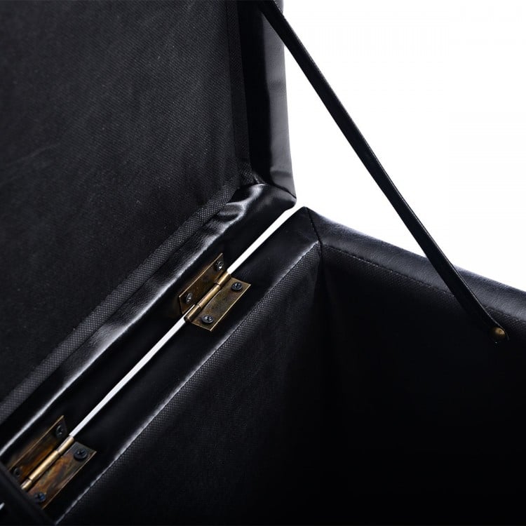 16 Inch Ottoman Pouffe with Hinge Top for Storage