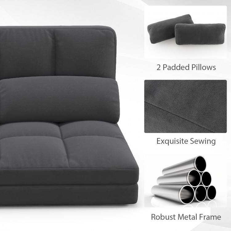 Floor Sofa Bed with 6 Positions Adjustable Backrest, Skin-friendly Velvet Cover