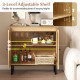 Buffet Cabinet Rattan Storage Cabinet with 2 Doors and Adjustable Shelf