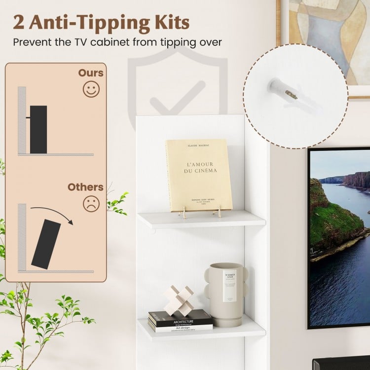 TV Stand for TVs up to 50 Inches Entertainment Center Modern Mid Century TV Cabinet