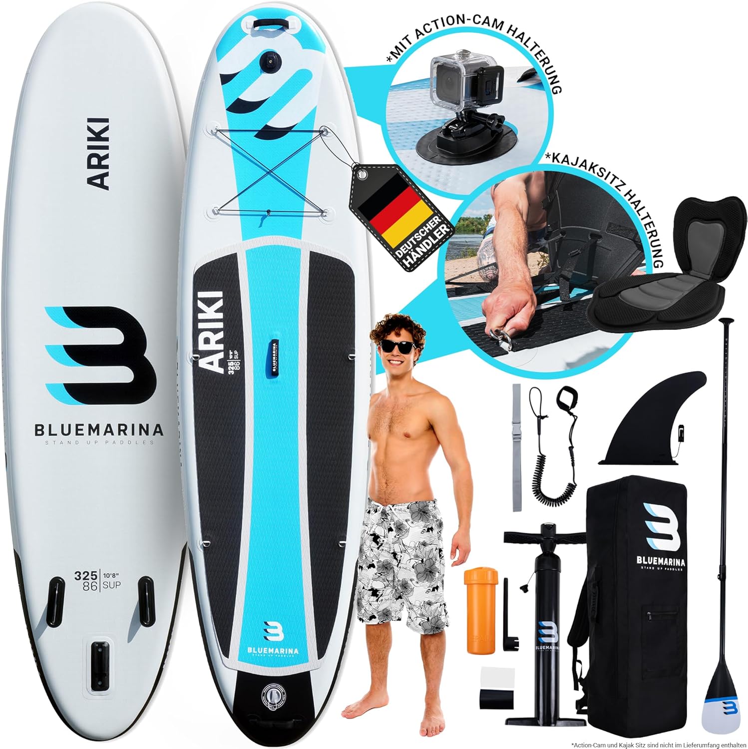 Bluemarina Stand Up Paddling Board Ariki | 𝟓 𝐉𝐀𝐇𝐑𝐄 𝐆𝐀𝐑𝐀𝐍𝐓𝐈𝐄 - SUP Board - Stand Up Paddle - Standup Paddle Board - Surfbrett | 305x76x13,5cm | 325x86x16,5cm