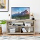 3 Tier Wood TV Stand for 55-Inch with Open Shelves and X-Shaped Frame