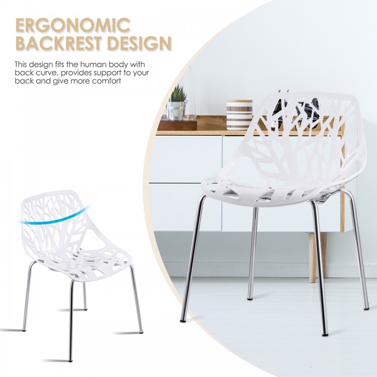 Set of 6 Accent Armless Modern Dining Chairs with Feet Pads