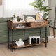 Long Console Table with Drawer and Metal Frame