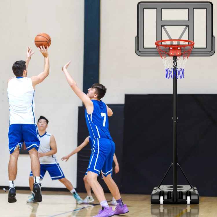 4.4-10 Feet Portable Basketball Hoop Adjustable with 2 Wheels and Fillable Base