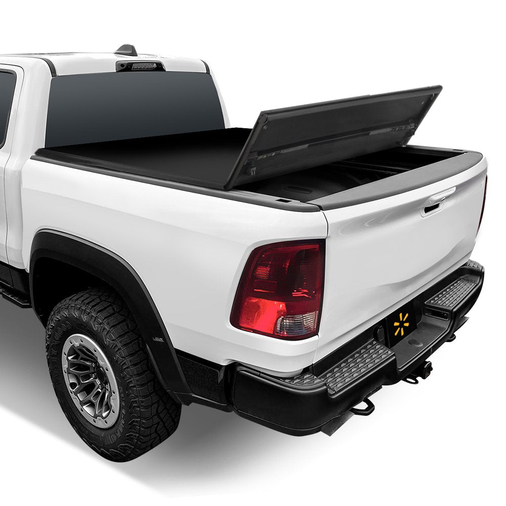 Auto Drive Soft Tri-Fold Tonneau Cover for 02-18 Dodge Ram 1500, 8Ft Bed, UV-Resistant, Weatherproof, Easy Install