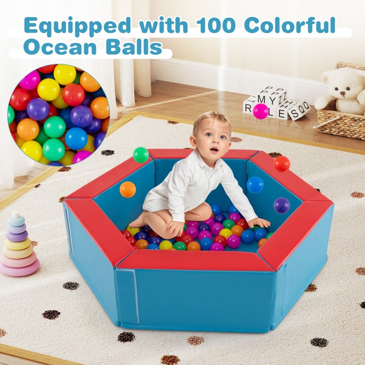 3-Piece Baby Foam Climbing Blocks Climb and Crawl Set with 100 Ocean Balls