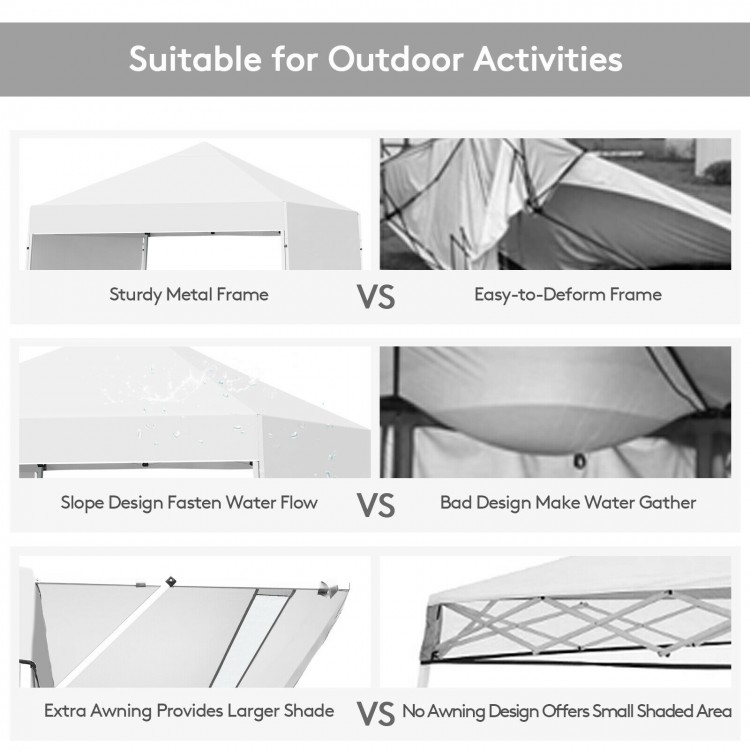 17 x 10 Feet Foldable Pop Up Canopy with Adjustable Dual Awnings