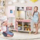 Wooden Pretend Play Kitchen with Ice Maker Range Hood and Blackboard