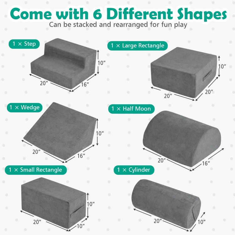 6-Piece Baby Climbing Blocks with 30D High-Density Foam and Carrying Handles