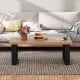 47 inch Farmhouse Style Rustic Coffee Table with Thickened Tabletop and Natural Wood Texture