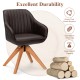 Stylish Swivel Home Office Chair with Solid Wood Legs