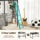 Twin Metal Loft Bed Frame with Ladder and Metal Slats Support