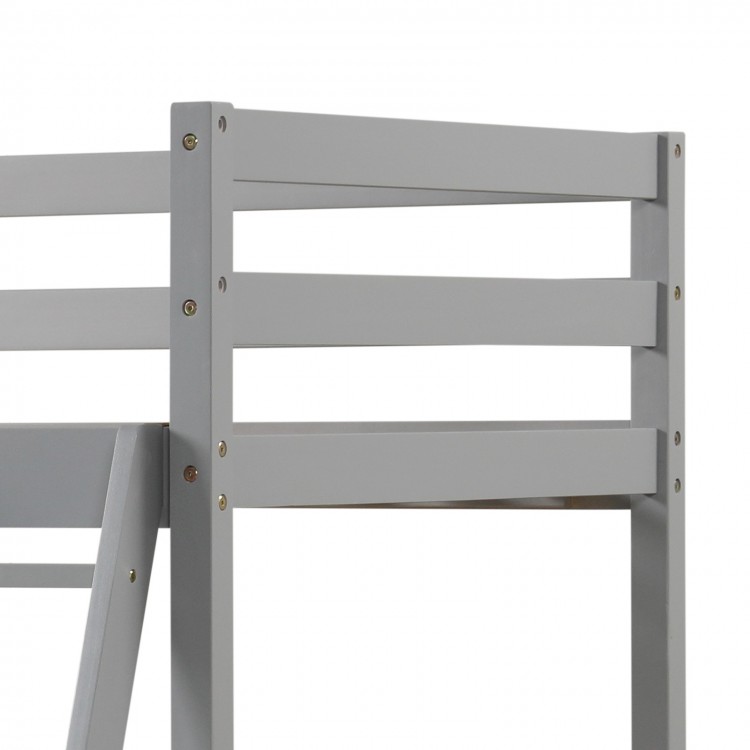 Twin Over Twin Bunk Bed Wood Bed Frame with 2 Storage Drawers and Ladder