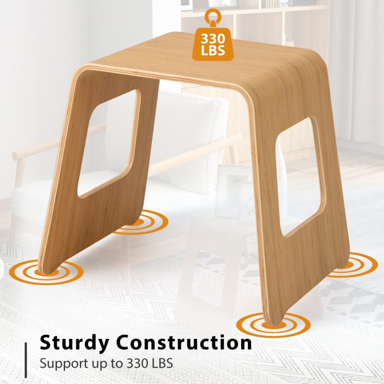 4-Pack Stackable Bamboo Stool with Anti-skid Foot Pads