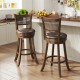 29 Inches Swivel Counter Height Barstool Set of 2 with Rattan Backrest and Footrest