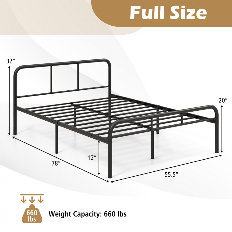 Full Bed Frame with Headboard and Footboard No Box Spring Needed