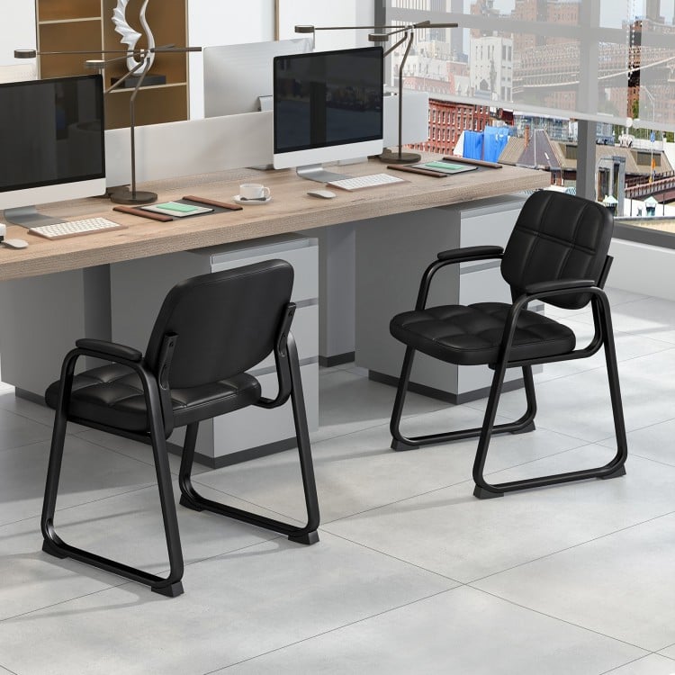 Set of 4 Upholstered Waiting Room Chair with Armrest and Ergonomic Backrest