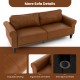 PU Leather Modern 3-Seater Sofa Couch with 2 Detachable Back Pillows