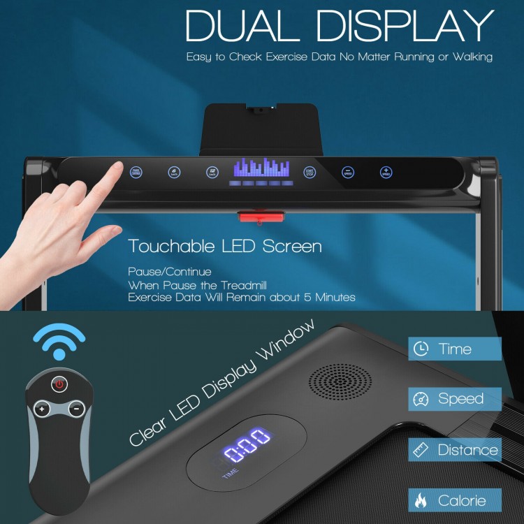 2-in-1 Folding Walking Pad Treadmill with Dual LED Display