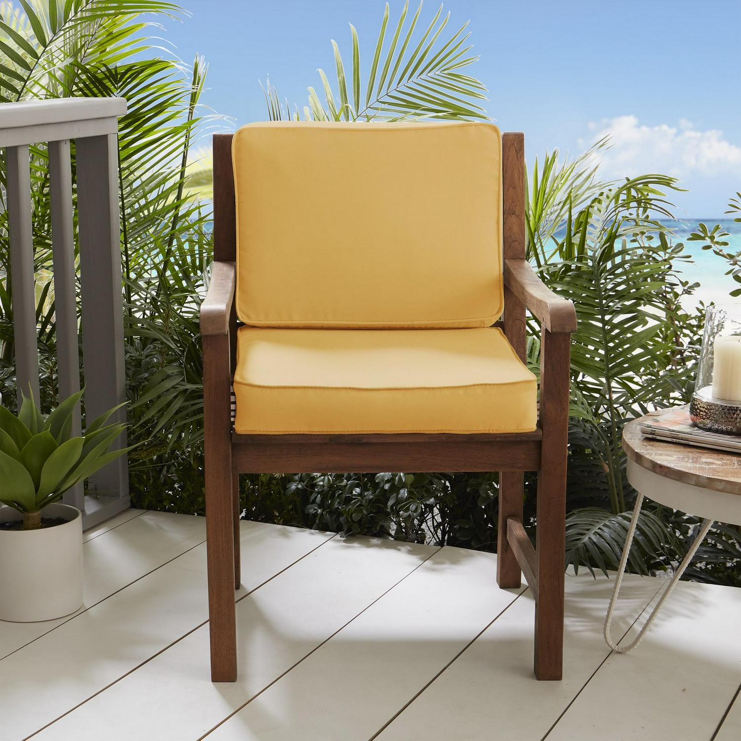 Sorra Home Butter Yellow Indoor/Outdoor Deep Seating Cushion Set, UV Resistant, Eco-Friendly Fill