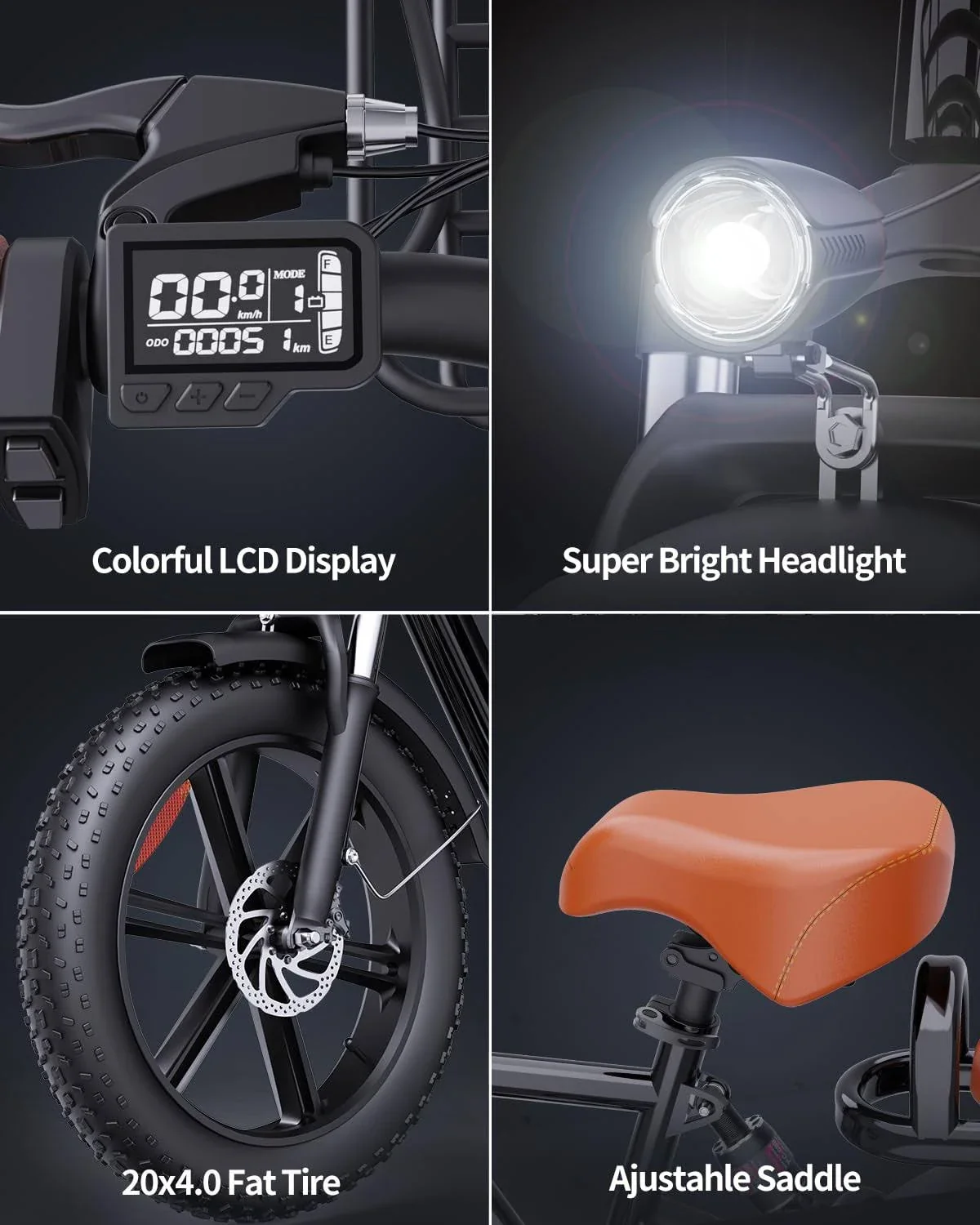 Bopzin 1000W Electric Bike for Adults 48V 15Ah Removable Battery Ebike 20