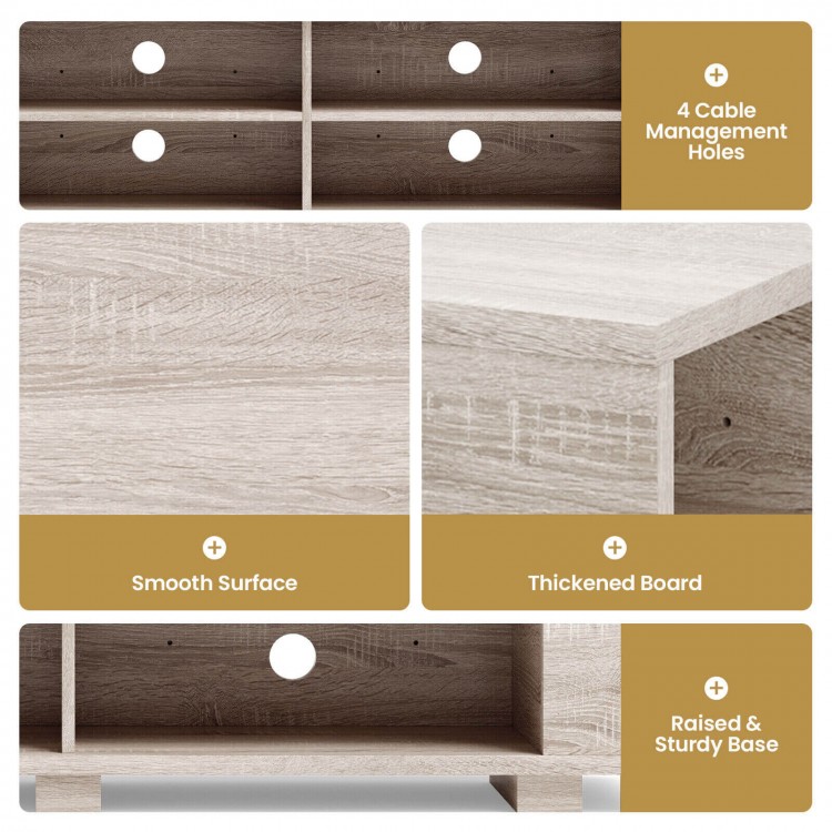 Wooden TV Stand with 8 Open Shelves for TVs up to 65 Inch Flat Screen