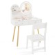 Kids Princess Makeup Dressing Desk and Chair Set with Mirror and Lights