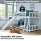 Twin Over Twin Bunk Wooden Low Bed with Slide Ladder for Kids