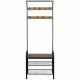 Industrial Coat Shoe Bench Entryway Shelf with 9 Hooks