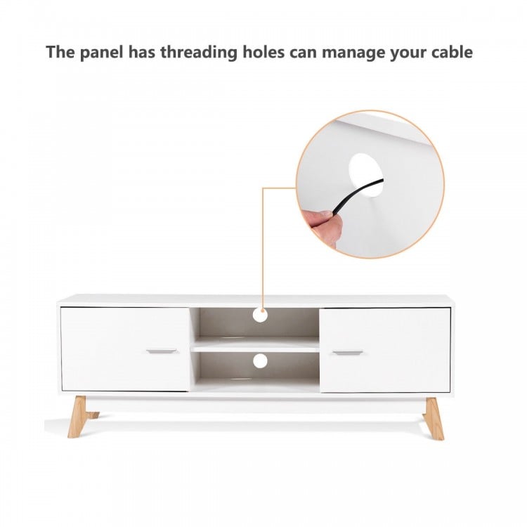 Wooden TV Stand with 2 Storage Cabinets  and 2 Open Shelves for 60 Inch TV